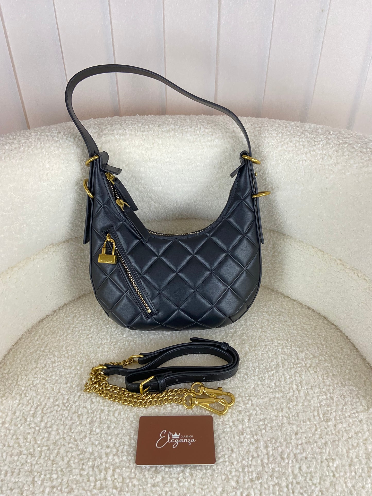 C&K Swing Padlock Quilted Crescent Bag