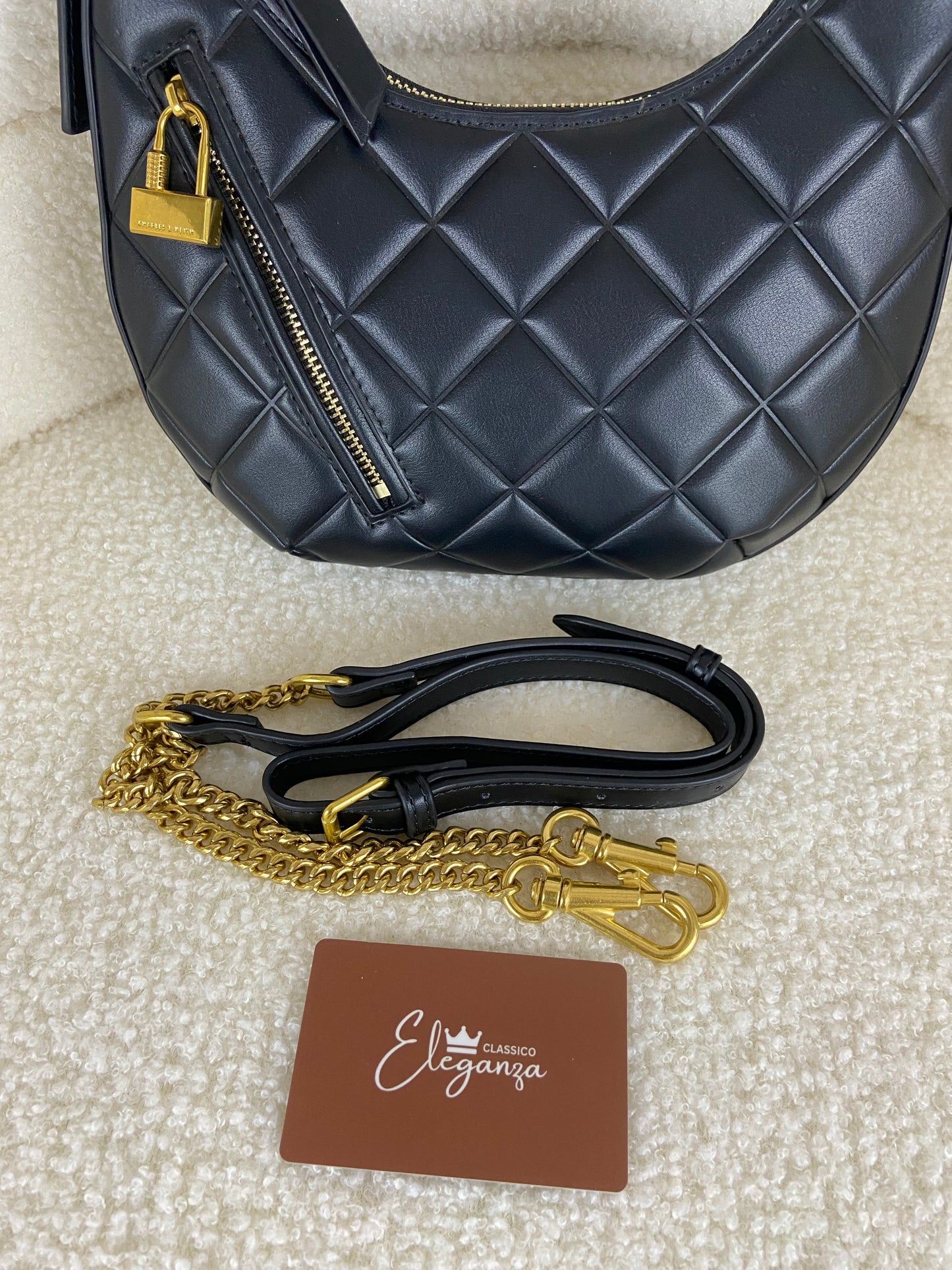 C&K Swing Padlock Quilted Crescent Bag