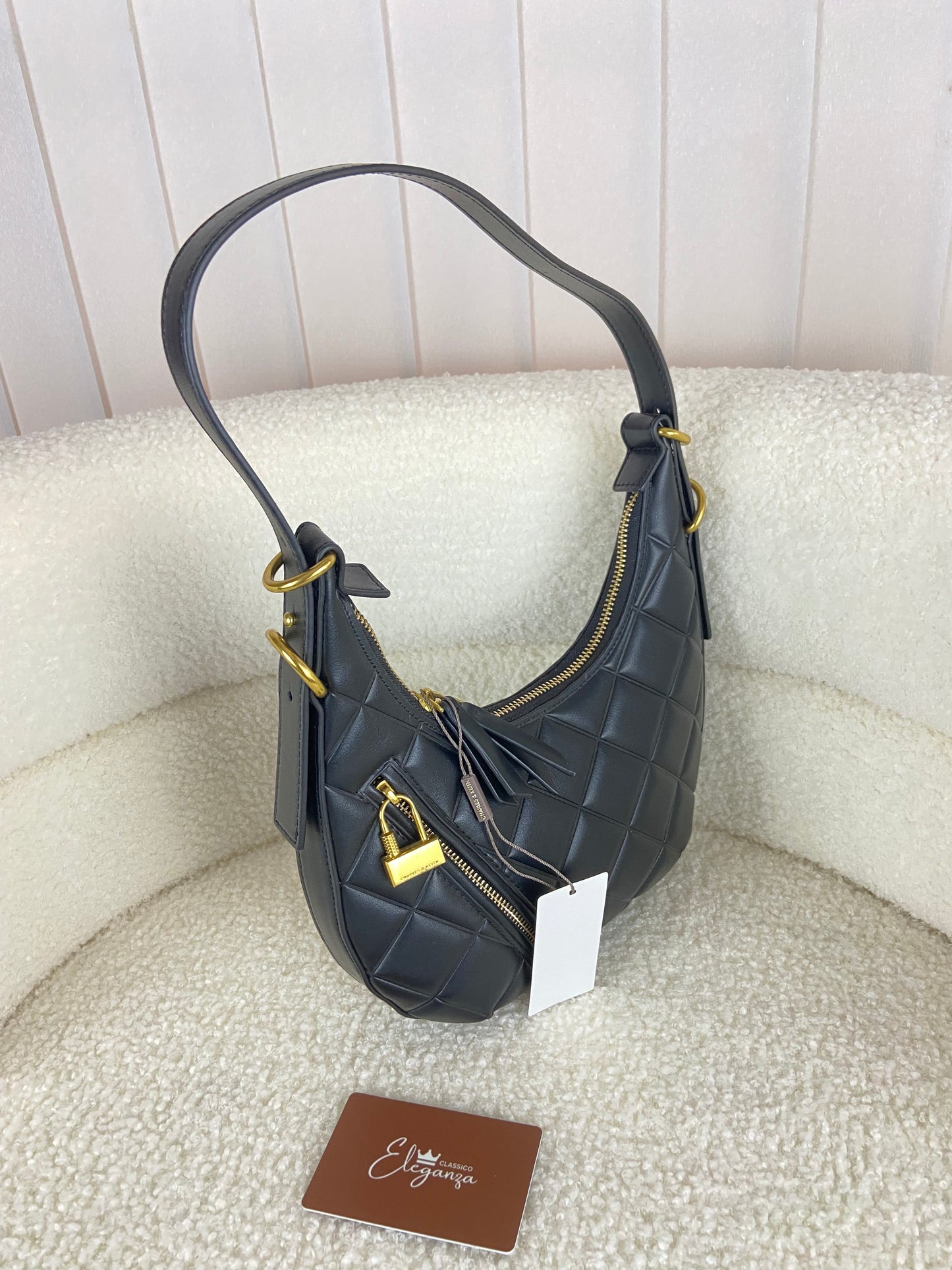 C&K Swing Padlock Quilted Crescent Bag