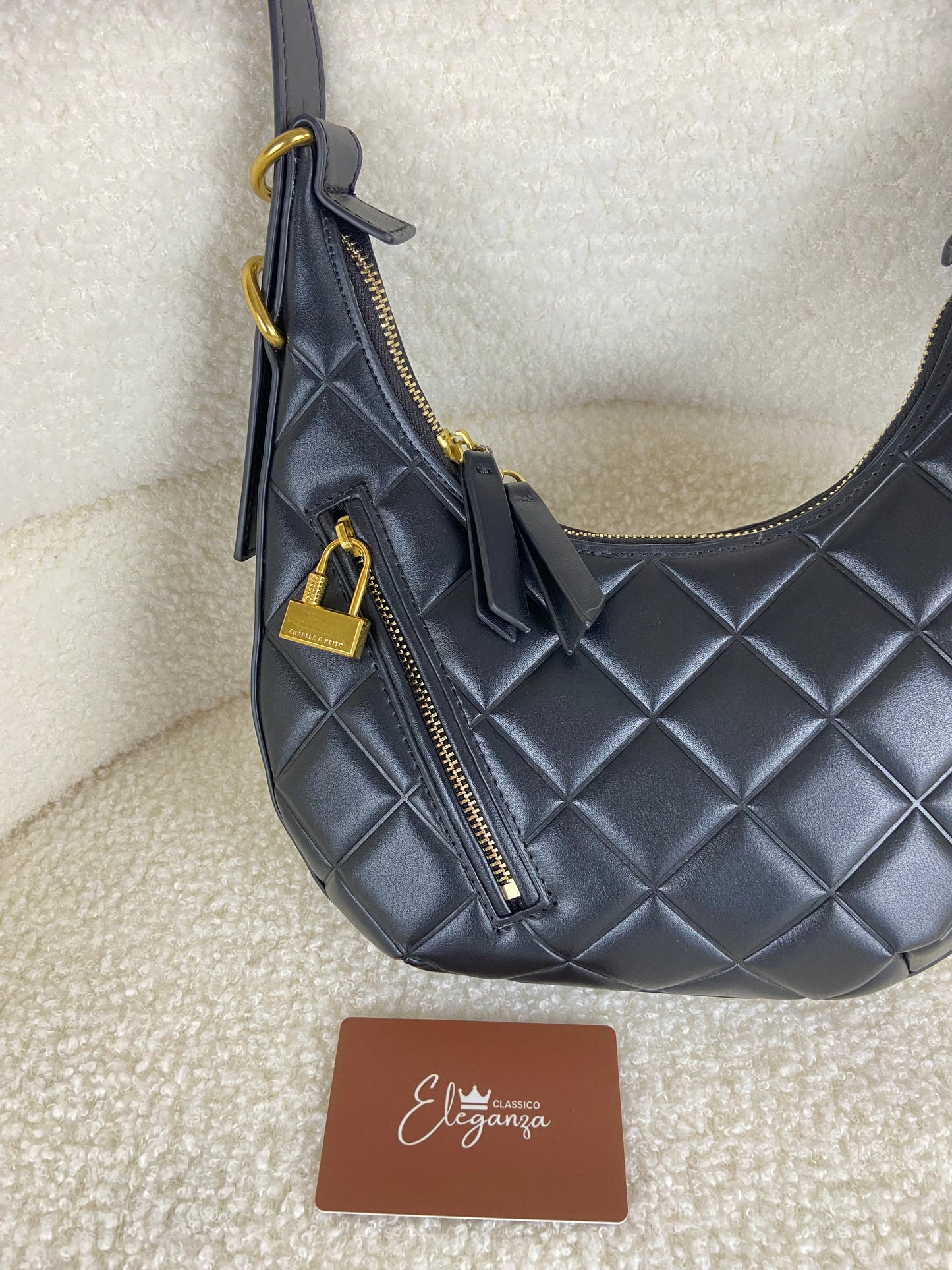 C&K Swing Padlock Quilted Crescent Bag