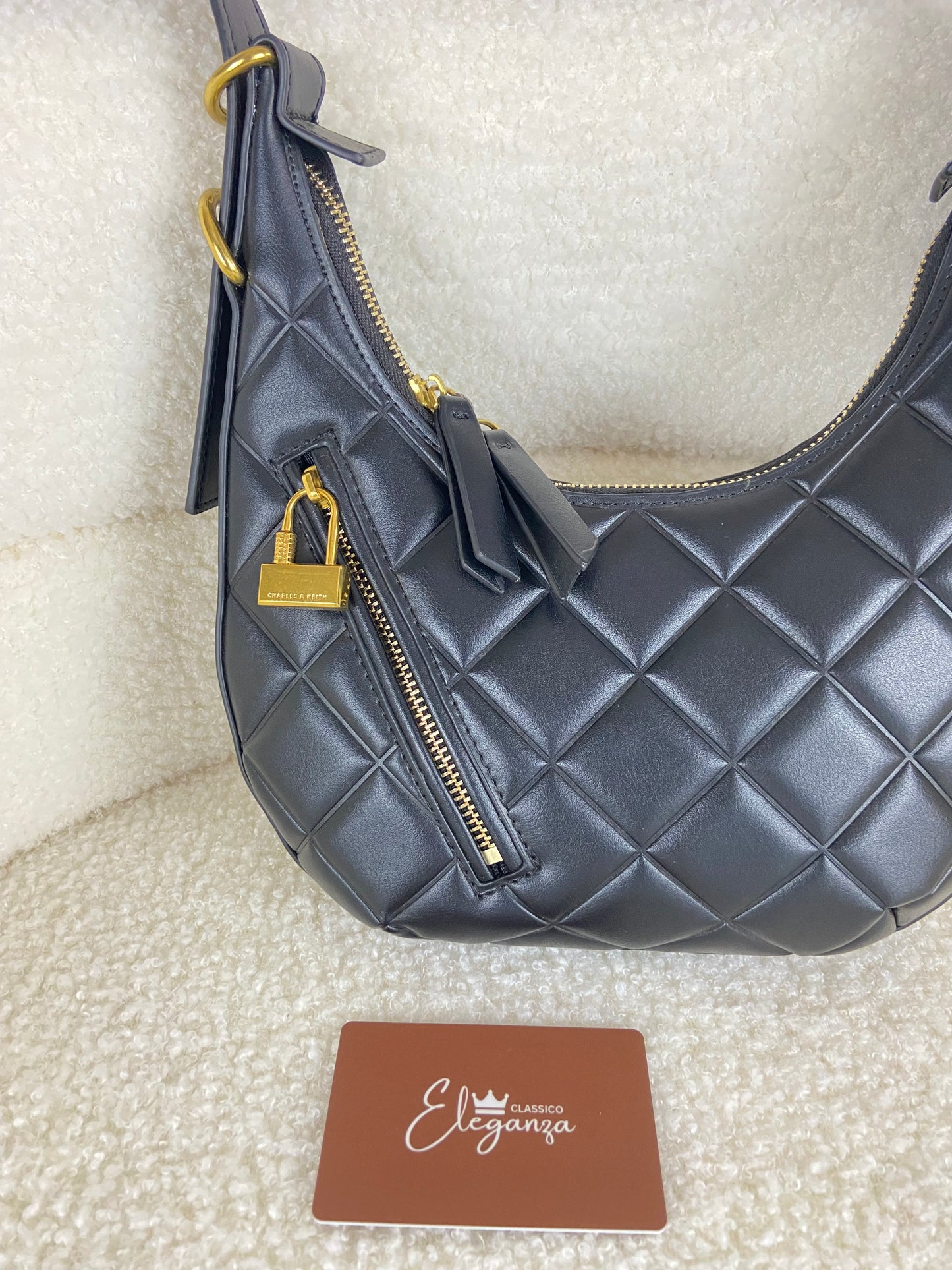 C&K Swing Padlock Quilted Crescent Bag