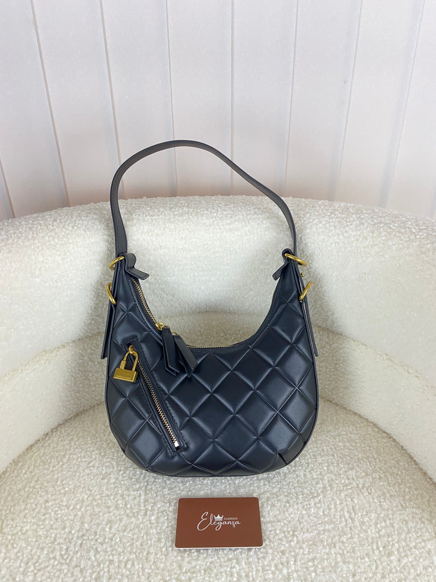 C&K Swing Padlock Quilted Crescent Bag