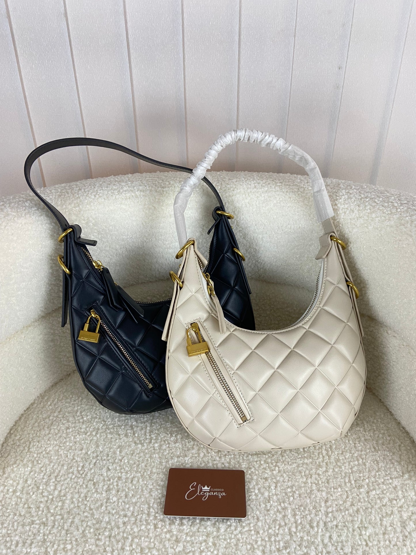 C&K Swing Padlock Quilted Crescent Bag