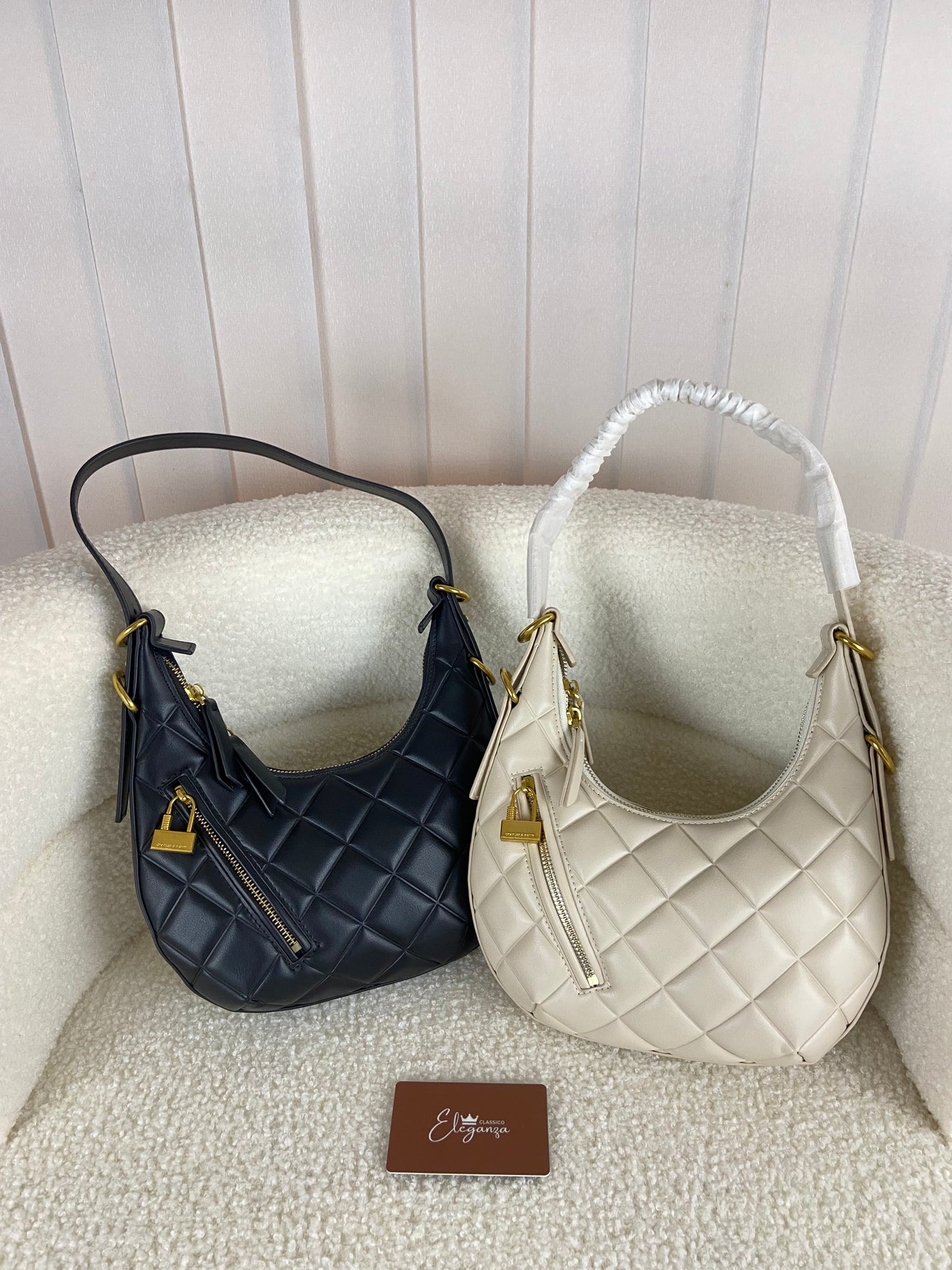 C&K Swing Padlock Quilted Crescent Bag